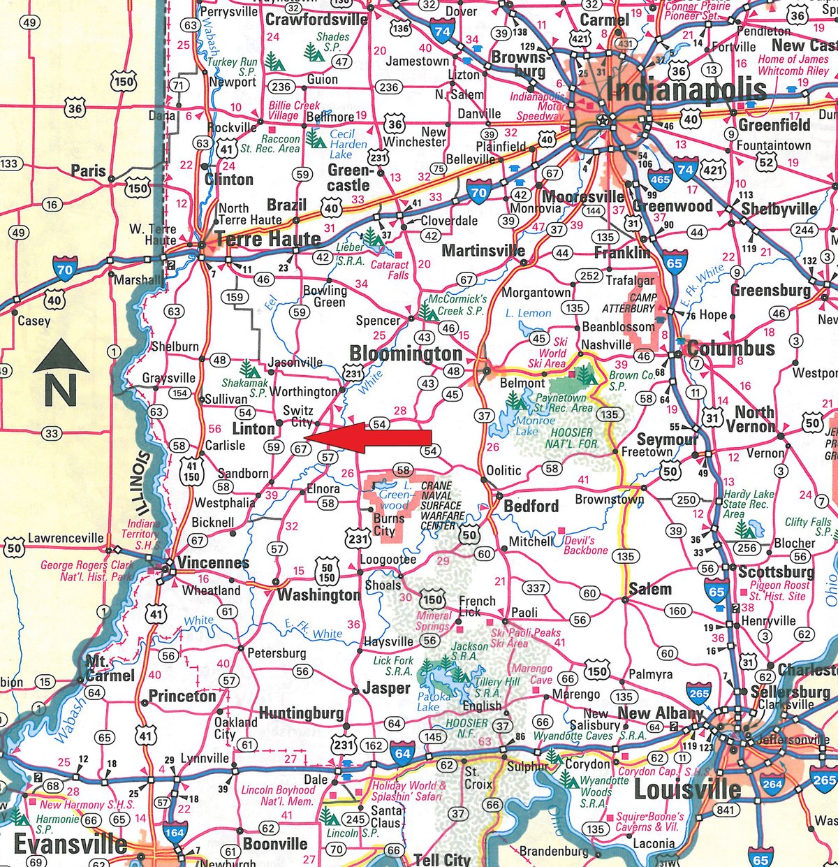 Area map - REAL ESTATE AUCTION - 126+/- ACRES OFFERED IN 4 TRACTS IN GREENE COUNTY, INDIANA